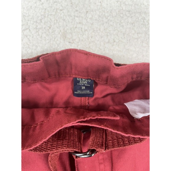 NWT‎ US Polo Assn. Boy's Size 18 Red Cargo Belted High Rise Shorts - Picture 2 of 7